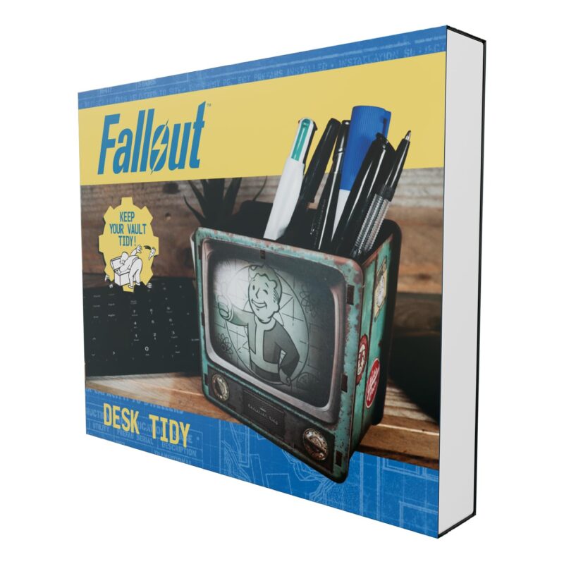 fallout desk tidy,vault boy pen holder,fallout gaming desk accessories,fanatik fallout desk organiser,fallout merchandise UK,fallout themed desk organiser gift