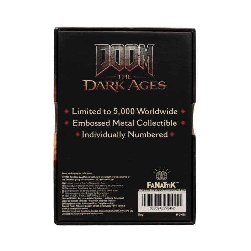 doom the dark ages metal key replica,doom dark ages collectible,fanatik doom replica,doom dark ages limited edition merch,officially licensed doom merchandise
