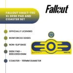 fallout gaming desk pad,vault-tec desk mat,fallout desk pad coaster set,fallout gaming accessories,gaming desk mat gift,officially licensed fallout merch,fallout gift for pc gamers