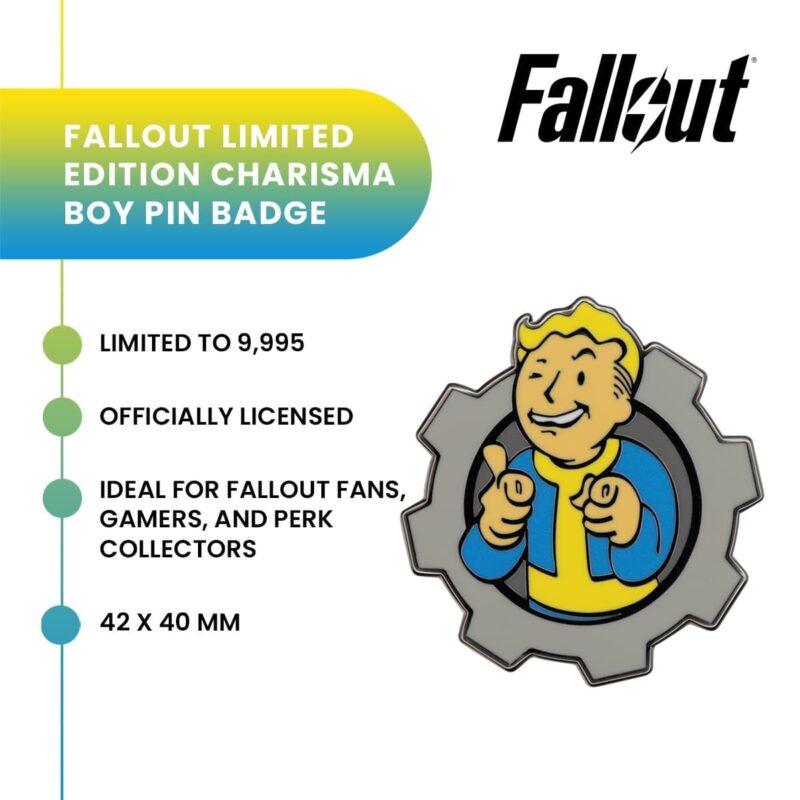 fallout pin badge,fallout collector pin badge,fallout merchandise gift,fallout charisma boy limited edition