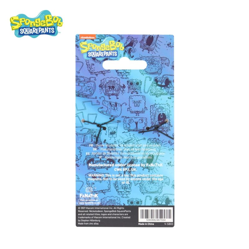 SpongeBob SquarePants bottle opener,SpongeBob bottle opener UK,SpongeBob gifts for adults,SpongeBob kitchen accessories,novelty bottle opener UK,magnetic bottle opener fridge,SpongeBob bar accessories,SpongeBob merchandise UK,funny bottle opener gift UK,retro cartoon gifts UK