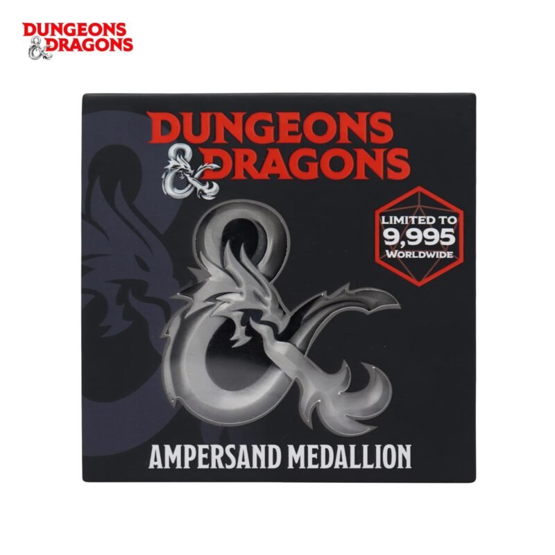 Dungeons and Dragons metal medallion,D&D ampersand medallion,Dungeons and Dragons gift for Dungeon Master,DnD collector's gift UK,official D&D merchandise UK,Dungeon Master gift ideas,D&D limited edition collectible,DnD metal medallion,Dungeons and Dragons jewellery,tabletop gaming gifts UK,D&D memorabilia UK,official Dungeons and Dragons merch