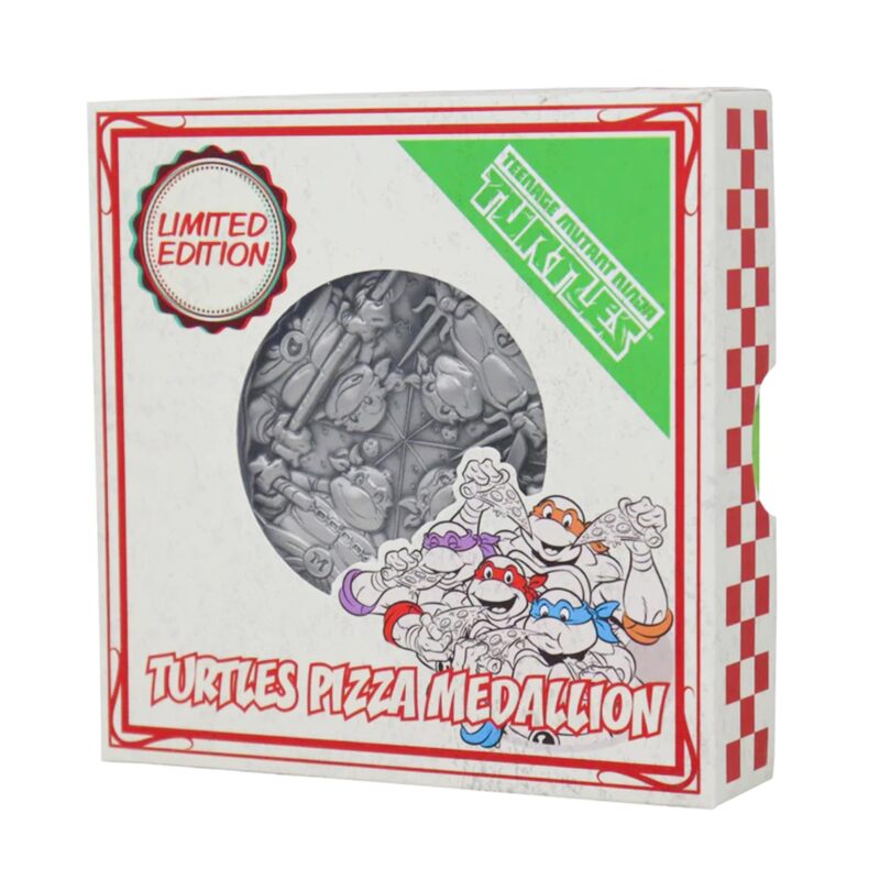 Teenage Mutant Ninja Turtles pizza medallion,TMNT limited edition medallion UK,Ninja Turtles collectible UK,TMNT pizza collectible,Teenage Mutant Ninja Turtles gifts UK,TMNT memorabilia UK,limited edition TMNT collectible,Ninja Turtles fan gift UK,TMNT merchandise UK,90s cartoon gifts UK,TMNT collector medallion,90s nostalgia gifts UK,Teenage Mutant Ninja Turtles memorabilia