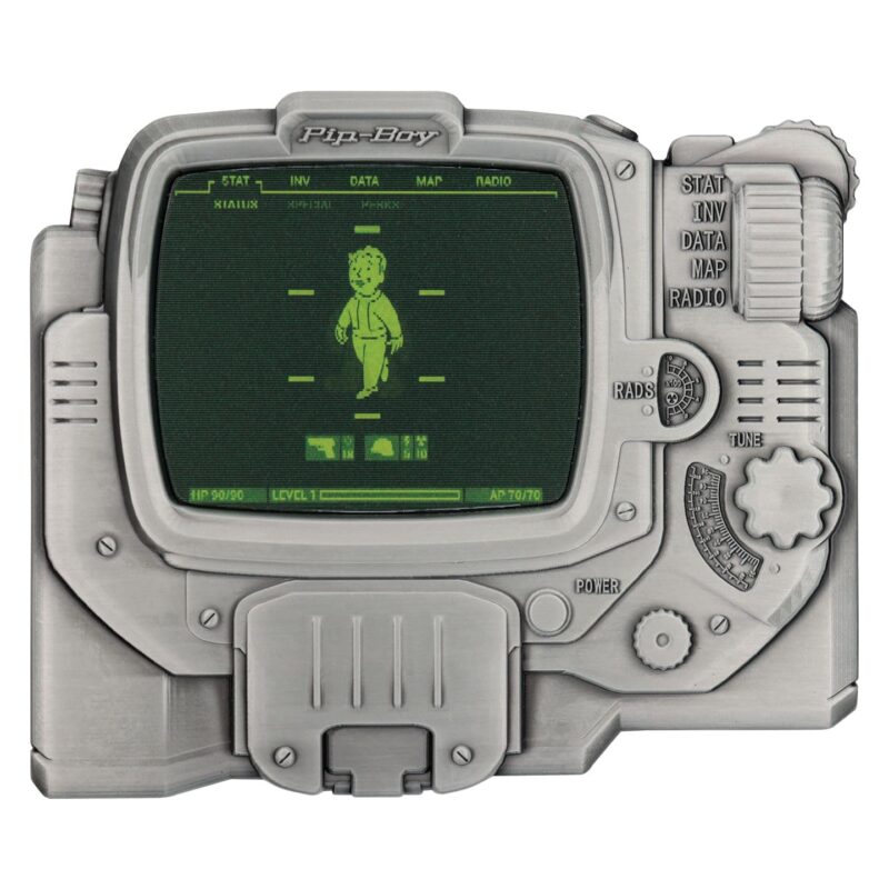 fallout pip-boy ingot,fallout metal collectible,fallout numbered collectible,vault-tec merchandise,fallout collector gift UK,pip-boy metal ingot,officially licensed fallout metal collectible