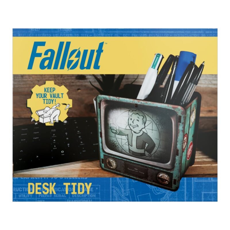 fallout desk tidy,vault boy pen holder,fallout gaming desk accessories,fanatik fallout desk organiser,fallout merchandise UK,fallout themed desk organiser gift