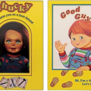 Chucky doll packaging with toys