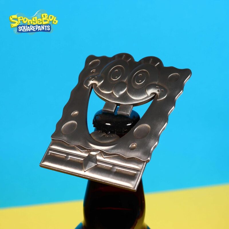 SpongeBob SquarePants bottle opener,SpongeBob bottle opener UK,SpongeBob gifts for adults,SpongeBob kitchen accessories,novelty bottle opener UK,magnetic bottle opener fridge,SpongeBob bar accessories,SpongeBob merchandise UK,funny bottle opener gift UK,retro cartoon gifts UK