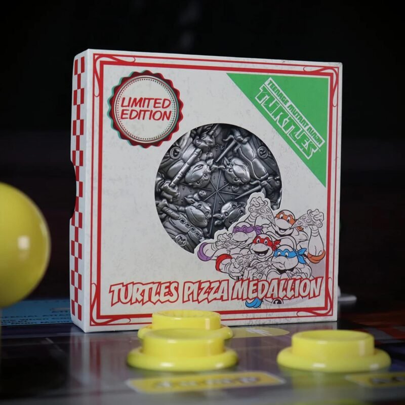 Teenage Mutant Ninja Turtles pizza medallion,TMNT limited edition medallion UK,Ninja Turtles collectible UK,TMNT pizza collectible,Teenage Mutant Ninja Turtles gifts UK,TMNT memorabilia UK,limited edition TMNT collectible,Ninja Turtles fan gift UK,TMNT merchandise UK,90s cartoon gifts UK,TMNT collector medallion,90s nostalgia gifts UK,Teenage Mutant Ninja Turtles memorabilia