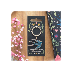 Blue Spread Your Wings Swallow Keyring