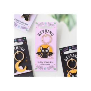 In My Witch Era Bat Cat and Moon Enamel Keyring