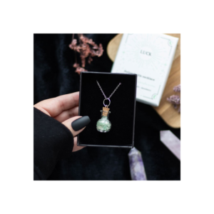 Luck Green Aventurine Crystal Chip Potion Bottle Necklace