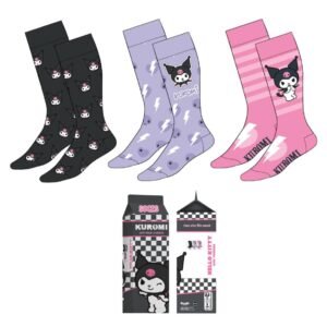 Hello Kitty & Kuromi Socks, Pack of 3, Multicoloured, UK 3-9