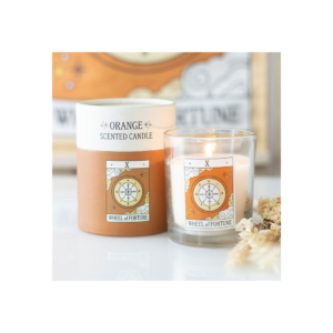 The Wheel of Fortune Vintage Tarot Orange Candle