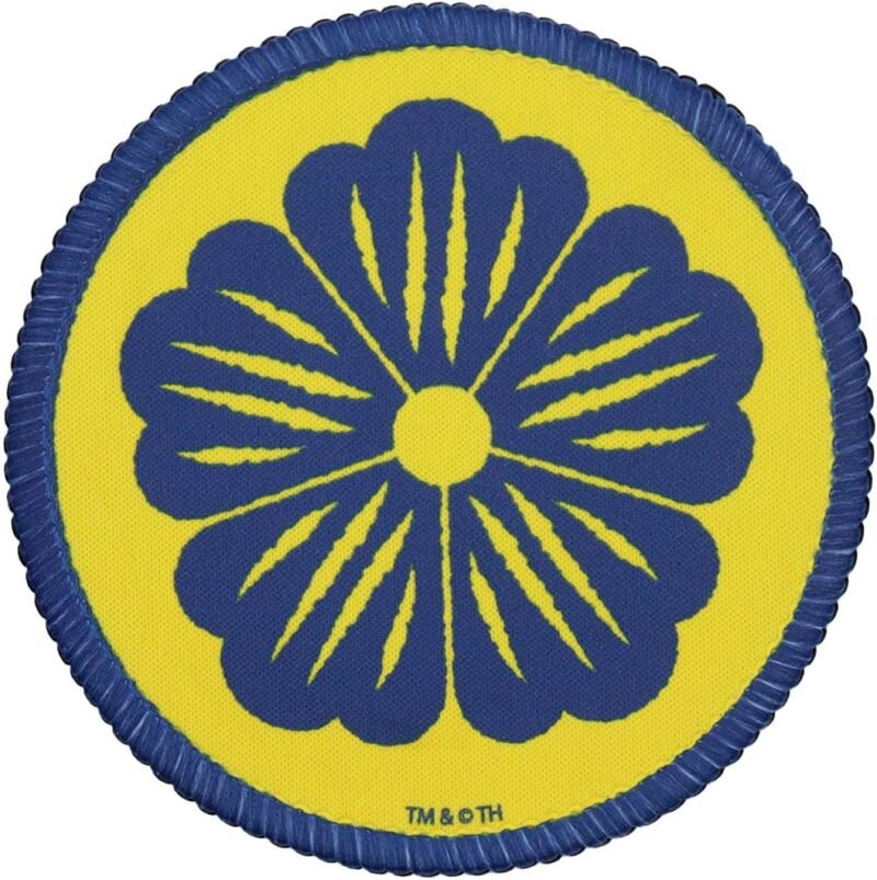 Blue flower on yellow background