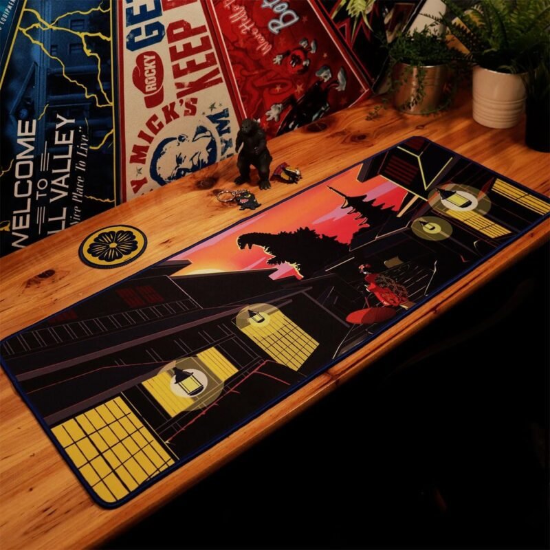 Godzilla city desk mat