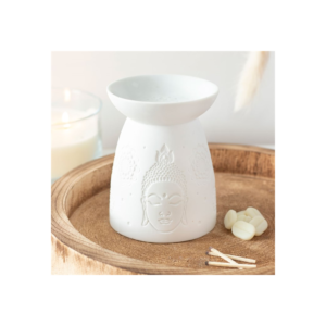 White Ceramic Buddha Face Oil Burner and Wax Warmer