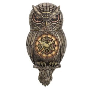 Steampunk owl clock with gears