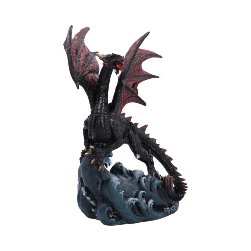Black dragon on stormy waves