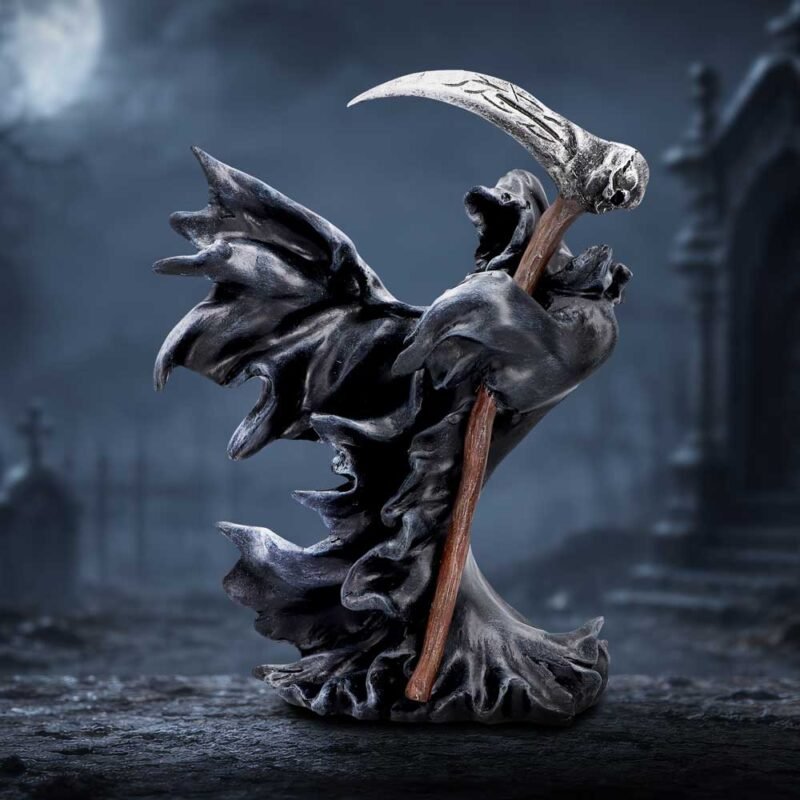 Grim reaper statue with scythe