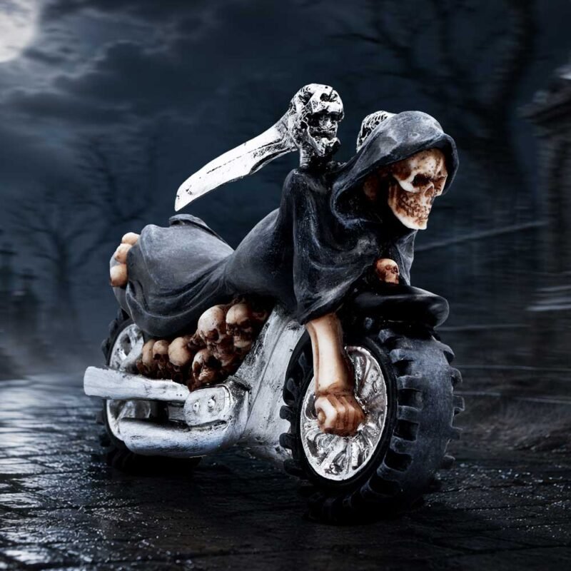Grim Reaper on motorcycle sculpture
