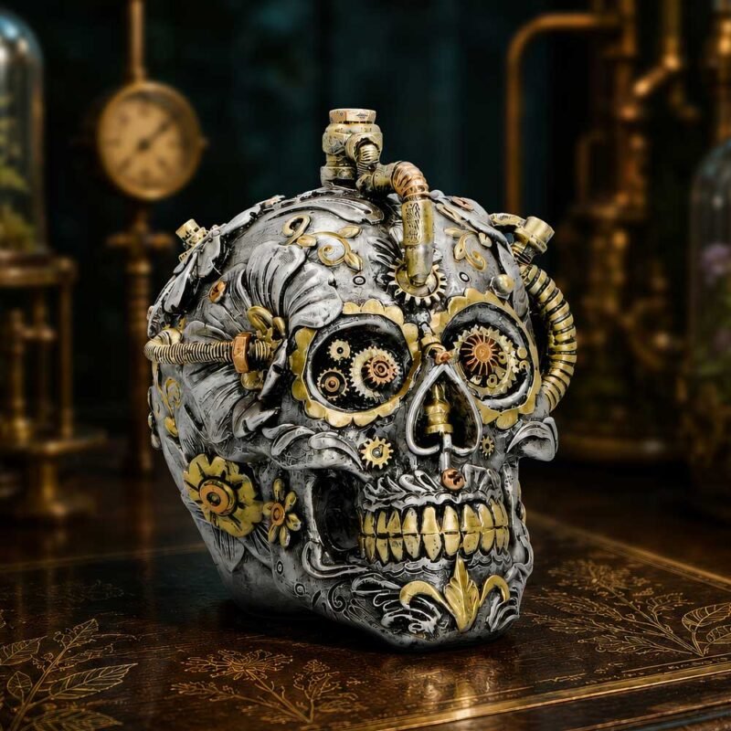 Steampunk skull with gears.