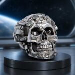Robotic skull on display platform