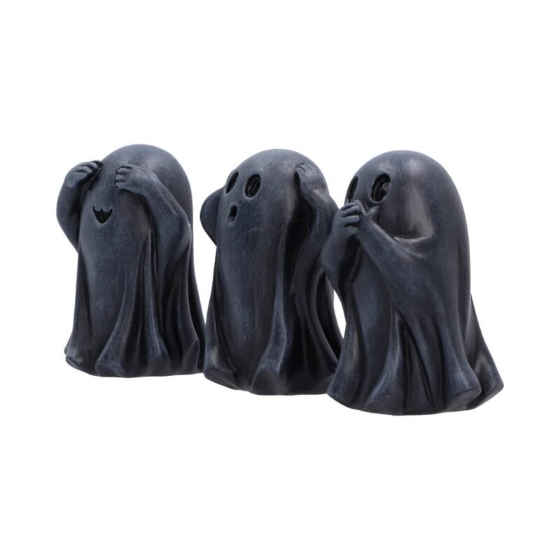 Three ghost figures with hands over eyes.