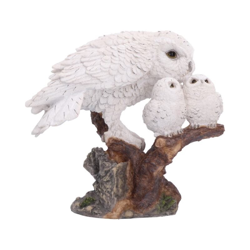 Snowy owl family figurine