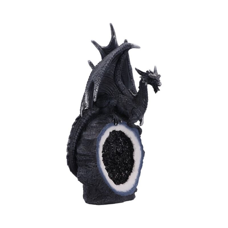 Black dragon on crystal rock